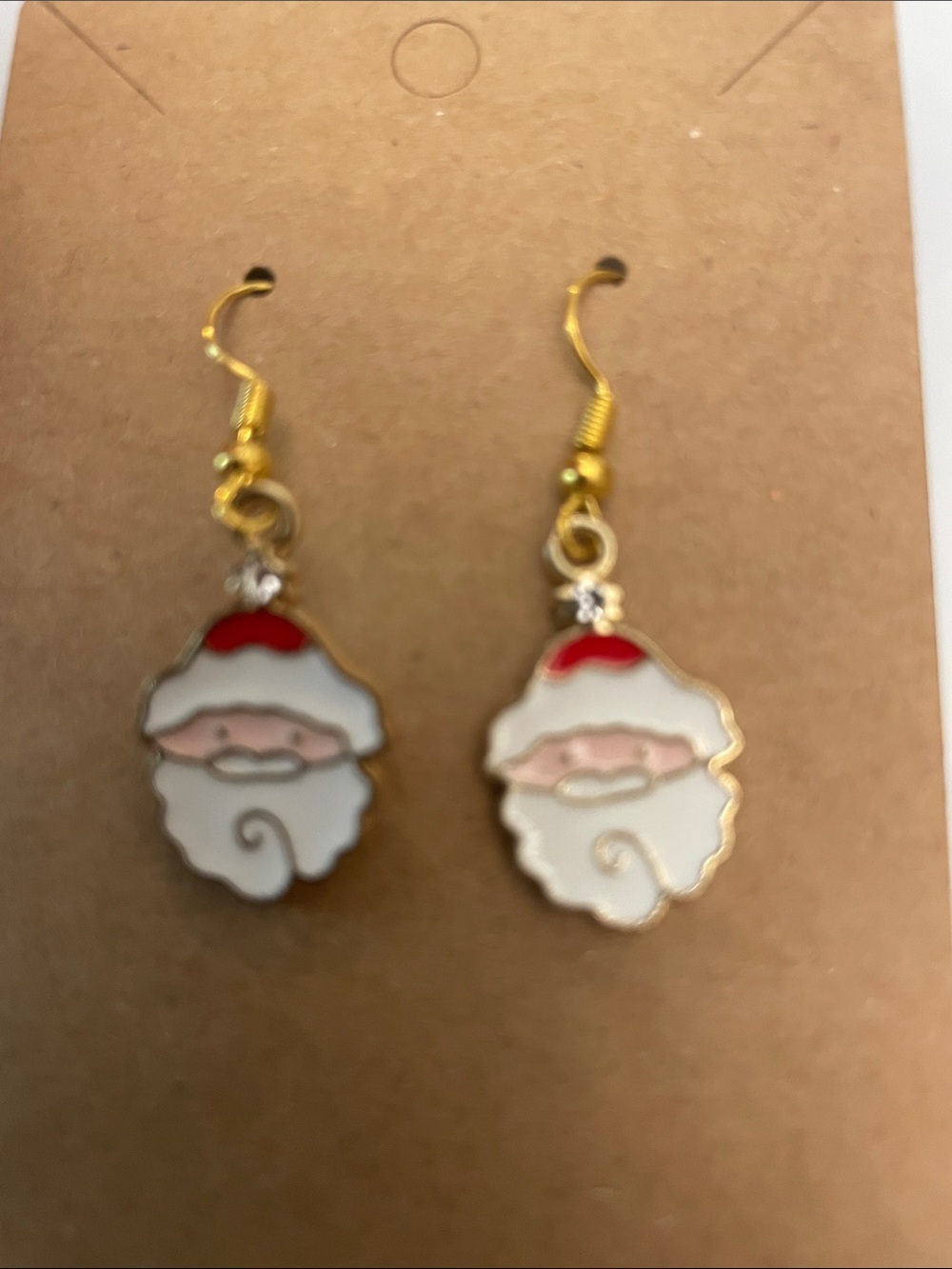 Gold-Tone Santa Claus Drop Earrings - Festive Red & White